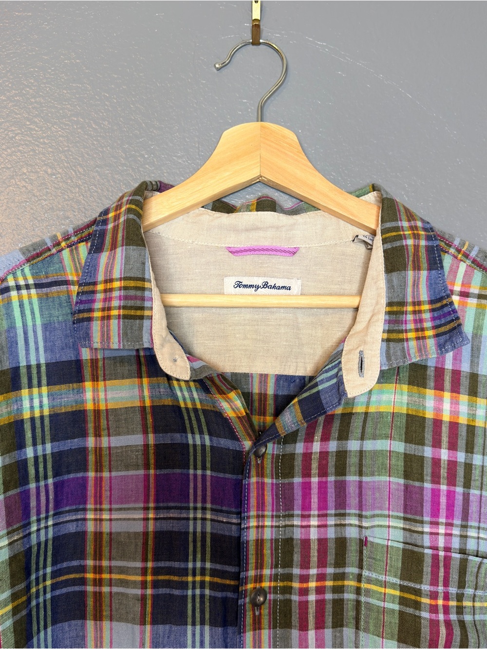 Tommy Bahama Hemsworth Plaid Buccaneer Blue Button up Men’s XXL - Picture 5 of 11